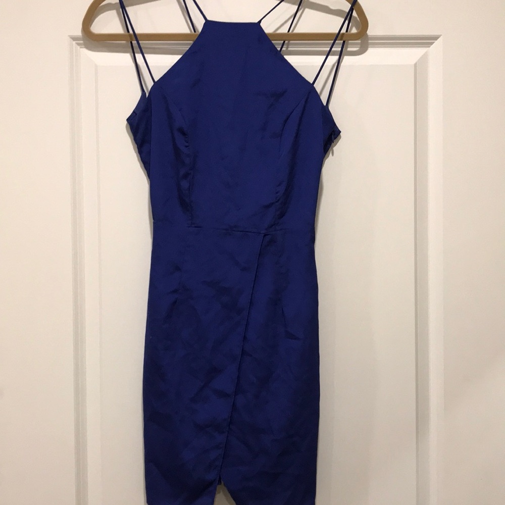Blue mini dress with open back
